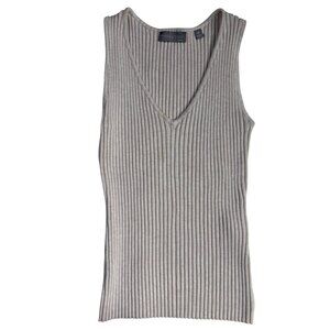 Evolution by Cyrus Ribbed Sleeveless Sweater Tank Top (Oatmeal Cream) - Size XS